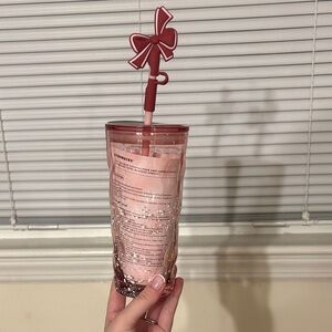 Starbucks Pink 2025 Winter Holiday Tumbler Mug with Bow Straw